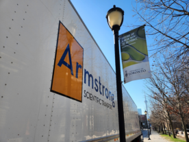 Armstrong Truck Parked on UofT street waiting to load freezers